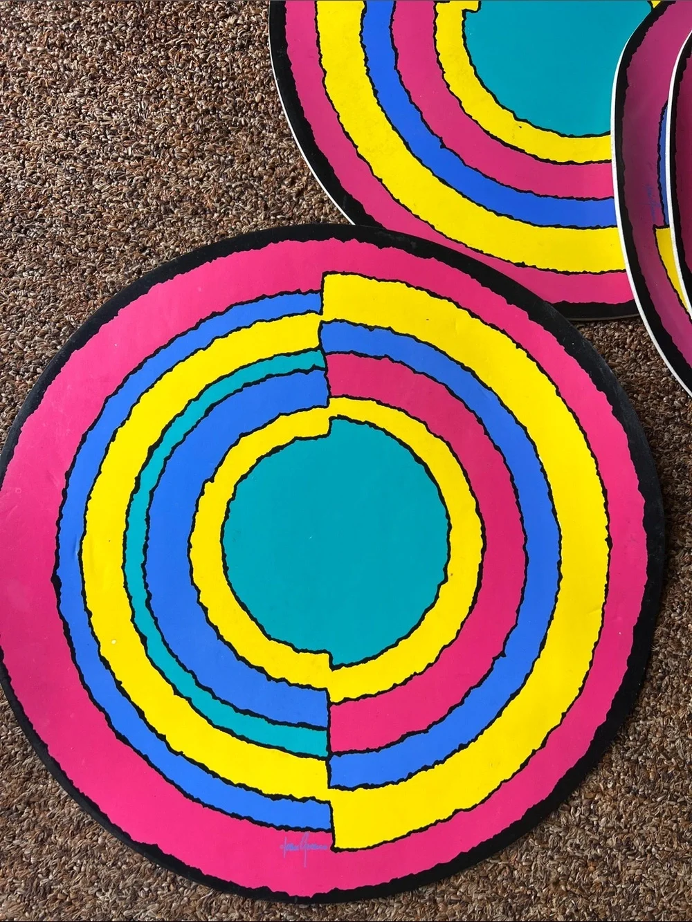 Retro 70's Joan Green Circle Vinyl Placemats 4 in Set